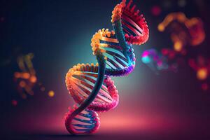 Amazing DNA and isolated soft background, mix color, 3d rendering. photo