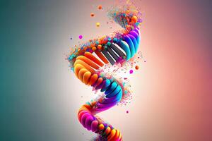 Amazing DNA and isolated soft background, mix color, 3d rendering. photo