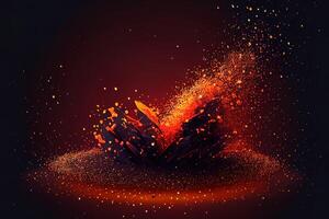 Wonderful Fire embers particles over color background, Fire sparks background, Abstract dark glitter fire particles lights. photo