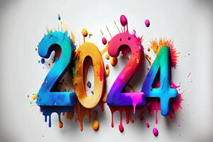 2024 typography symbol Happy New Year. photo