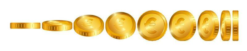 Euro Gold coins isolated on white background. Vector illustration