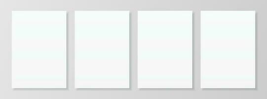 Blank A4 sheet of white paper with shadow, template for your design. Set. Vector illustration