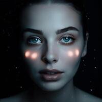 A woman with a glowing face Generated photo