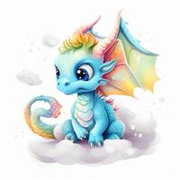 A dragon with a rainbow tail Generated photo