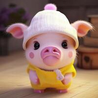 A piggy with a hat Generated photo