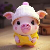 A piggy with a hat Generated photo