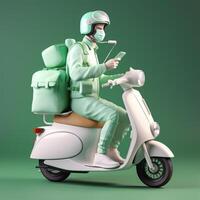 A person on a scooter with a bag Generated photo