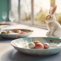 A plate with a bunny Generated photo