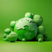 A green background with a globe Generated photo