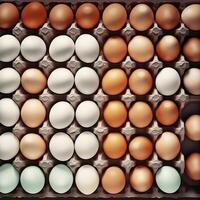 A tray of eggs Generated photo