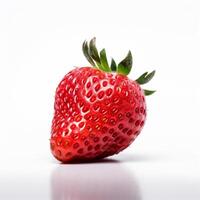 A strawberry with a green leaf Generated photo