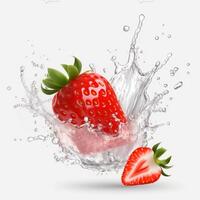 A strawberry with water splashing Generated photo