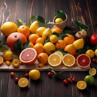 A table with several different fruits Generated photo