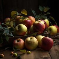 A bowl of apples Generated photo