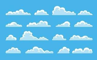 Cloud. Abstract white cloudy set isolated on blue background. Vector illustration