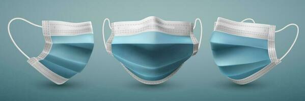 Realistic medical face mask. Details 3d medical mask. Vector illustration