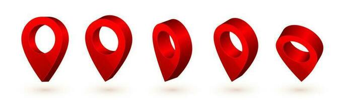 3d map pointer. Red navigator symbol isolated on white background. Vector illustration