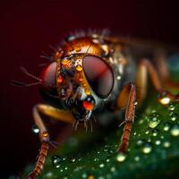 A close-up of a fly with the eyes open Generated photo