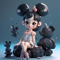 A cartoon character with black hair Generated photo
