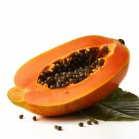 un papaya cortar en medio generativo ai generado foto