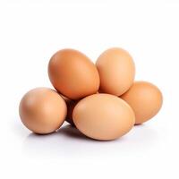 A stack of brown eggs Generated photo