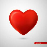 Red Heart. Love symbol isolated on gray background. Vector illustration