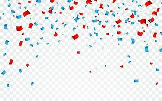 Celebration confetti in national colors of USA. Holiday confetti in US flag colors. 4th July independence day background vector