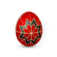 Color Easter egg on white background. Red and white egg paint by beeswax. Vector illustration