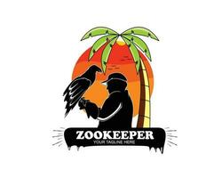 Zoo keeper logo silhouette vector