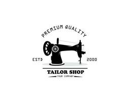 Tailor shop silhouette logo design vector