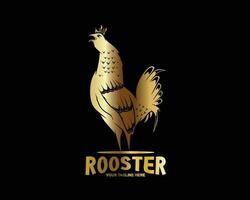 gallo logo con oro color vector