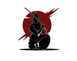 Male samurai logo silhouette vector