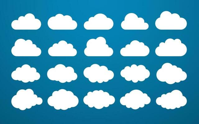 Cloud. Abstract white cloudy set isolated on blue background. Vector illustration