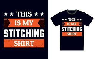 Stitching T Shirt Design Template Vector