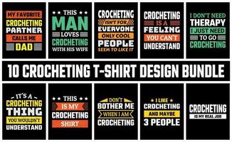 Crocheting T Shirt Design Set Vector