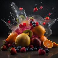 un grande pila de Fruta generativo ai generado foto