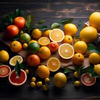 A table with several different fruits Generated photo