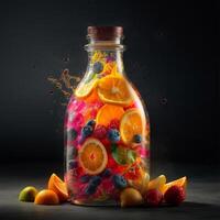 A bottle of fruit Generated photo