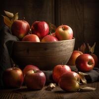 A bowl of apples Generated photo