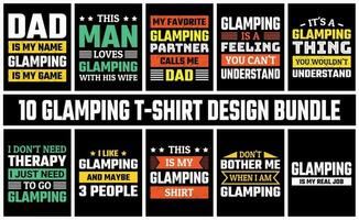 glamping t camisa diseño conjunto vector