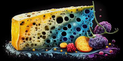 Concept of varied and colorful cheeses. photo