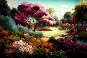 Colorful landscape painting. Illustration. photo