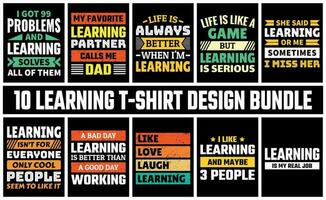 Learning T Shirt Design Set Vector