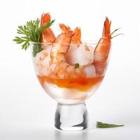 A glass of shrimp cocktail Generated photo