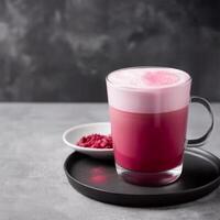 A glass of pink drink Generated photo