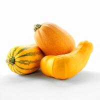 un pila de diferente de colores calabazas generativo ai generado foto