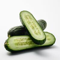 Three cucumbers Generative AI Generated photo
