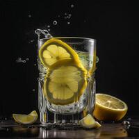 un vaso de limones y agua generativo ai generado foto