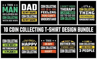 Coin Collecting T Shirt Design Set Vector