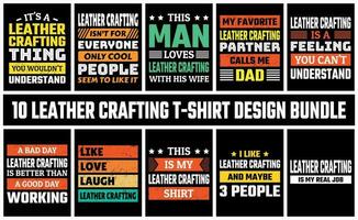 Leather Crafting T Shirt Design Set Vector